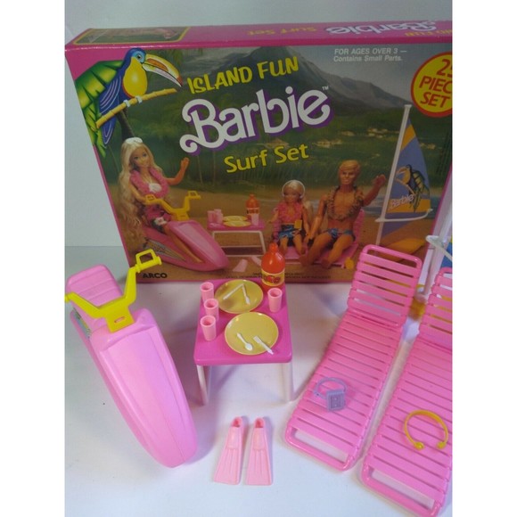 Barbie Jet Ski Playset ARCO ISLAND FUN SURF SET 1987 #7948 flippers Sailboard - Picture 5 of 11